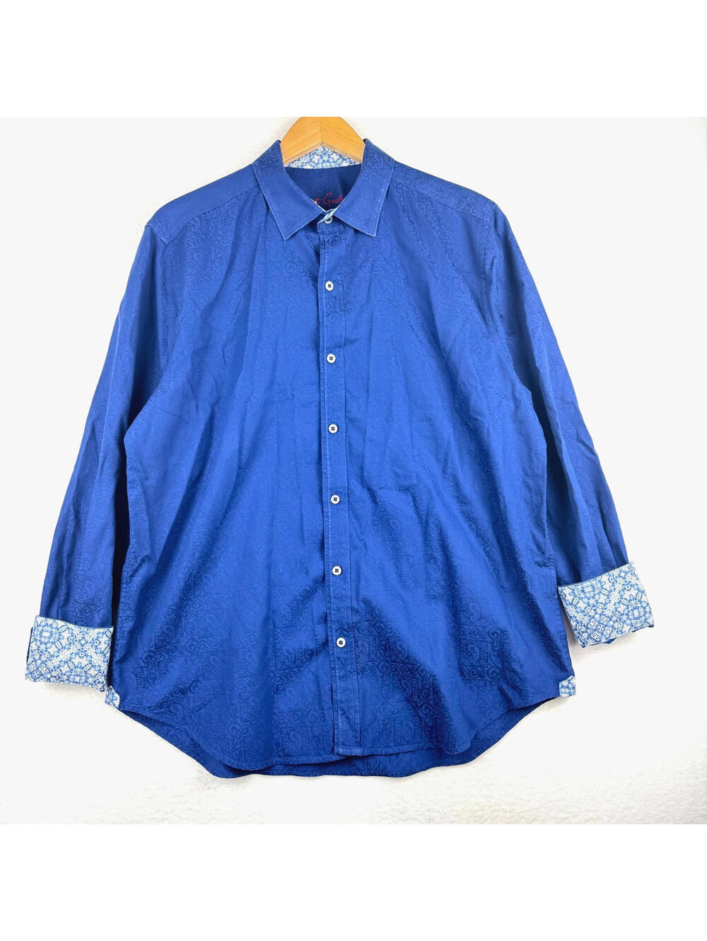 Robert Graham Men's XL Classic Fit Flip Cuff Blue Long Sleeve Button Up Paisley